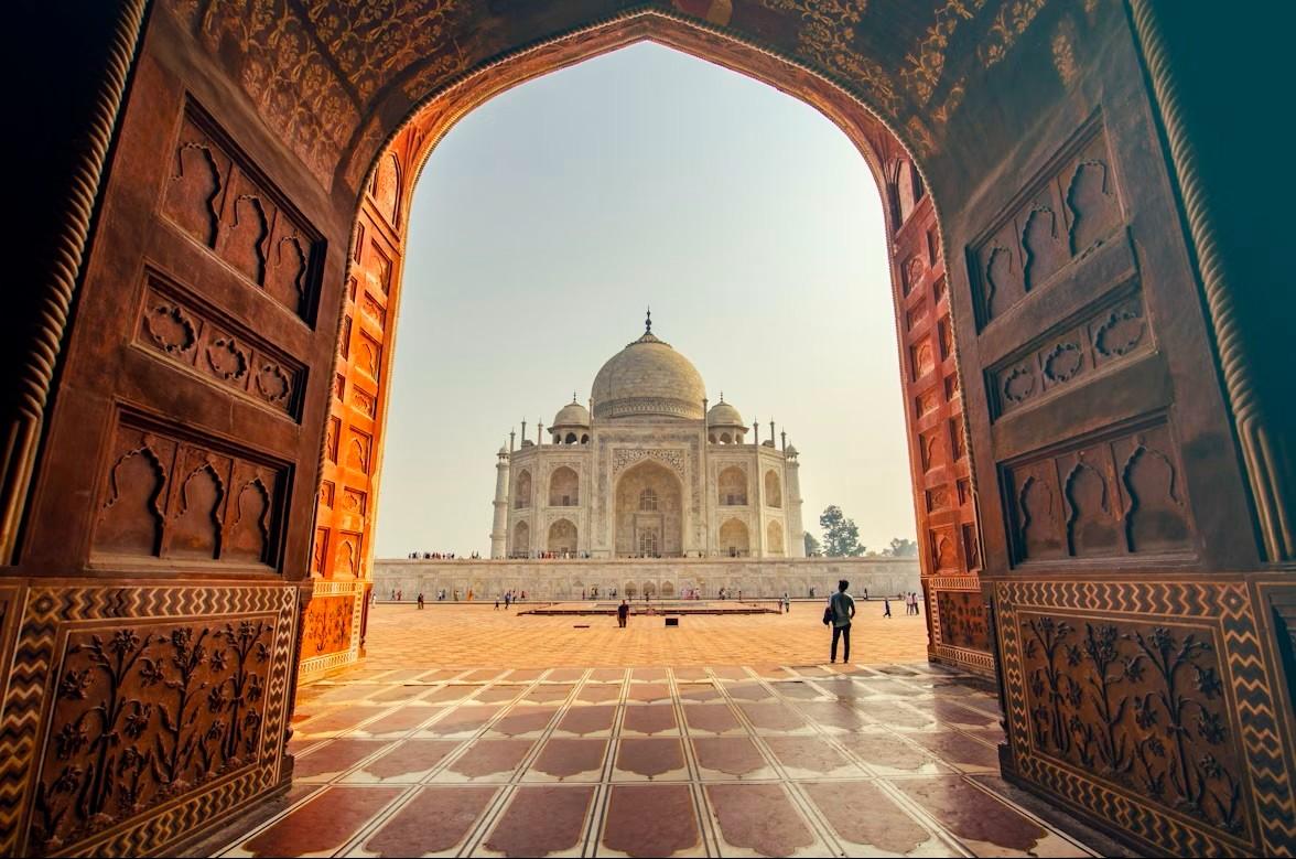 Taj Mahal framed by its grand entrance